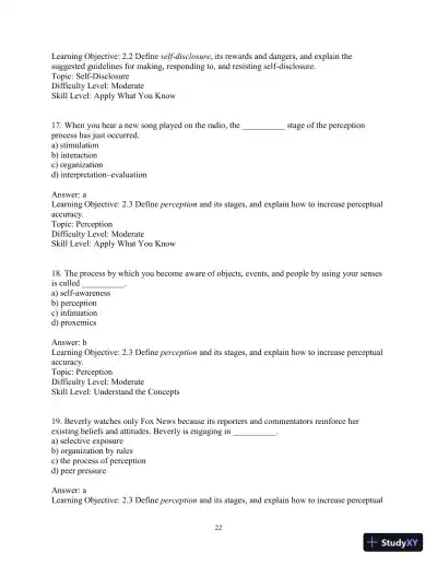 Test Bank for Essentials of Human Communication, 9th Edition - Page 25 preview image