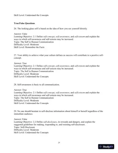 Test Bank for Essentials of Human Communication, 9th Edition - Page 28 preview image