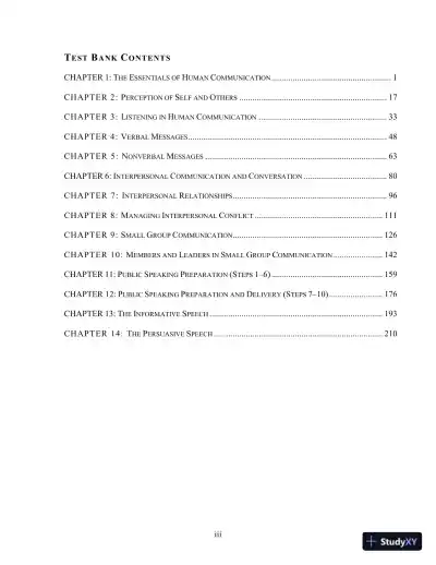 Test Bank for Essentials of Human Communication, 9th Edition - Page 3 preview image