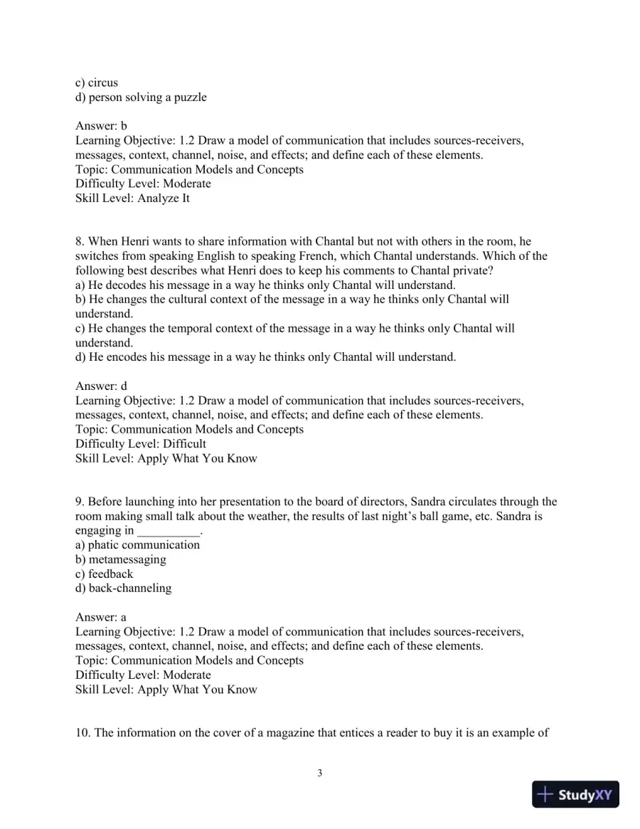 Test Bank for Essentials of Human Communication, 9th Edition, page 6