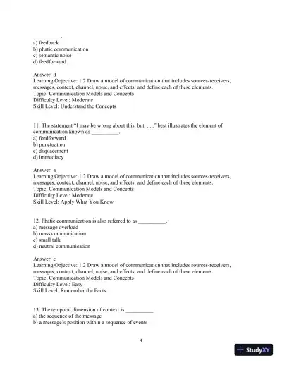 Test Bank for Essentials of Human Communication, 9th Edition - Page 7 preview image