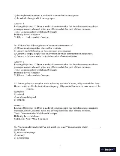 Test Bank for Essentials of Human Communication, 9th Edition - Page 8 preview image