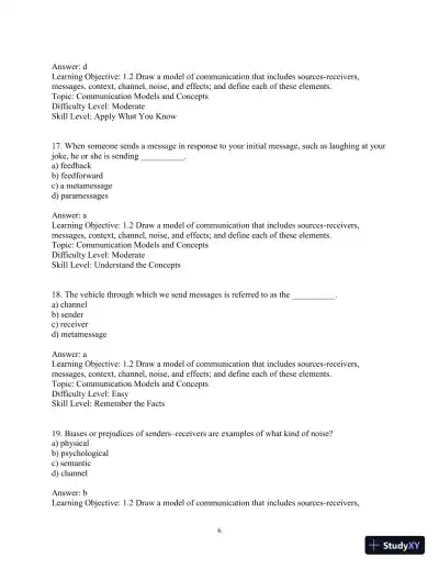 Test Bank for Essentials of Human Communication, 9th Edition - Page 9 preview image