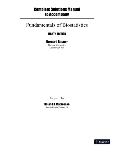 Solution Manual for Fundamentals of Biostatistics, 8th Edition - Page 1 preview image
