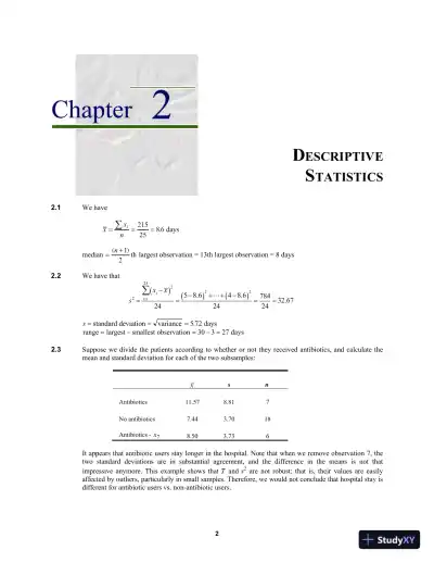 Solution Manual for Fundamentals of Biostatistics, 8th Edition - Page 4 preview image