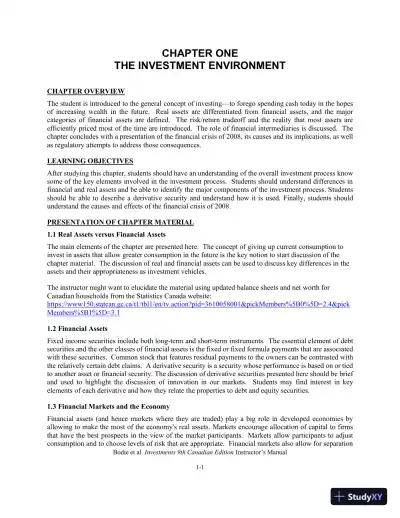 Revision Notes for Investments , Ninth Canadian Edition - Page 1 preview image