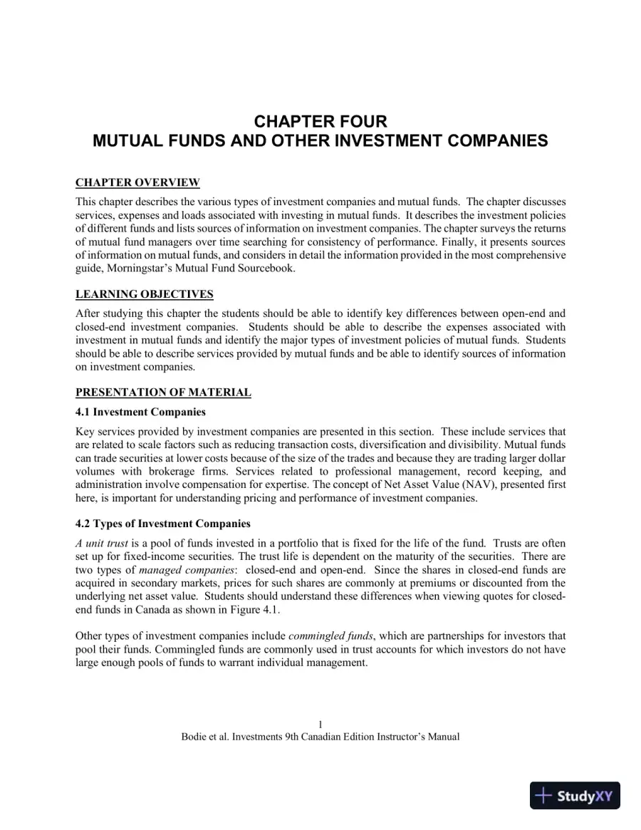 Revision Notes for Investments , Ninth Canadian Edition, page 11