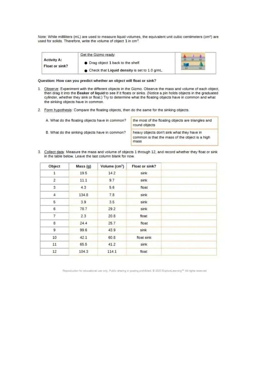 Exploring Density Measuring Mass and Volume of Obj, page 2