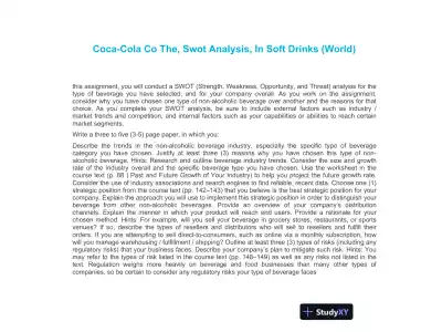 Coca-Cola Co The, Swot Analysis, In Soft Drinks (World) - Page 1 preview image