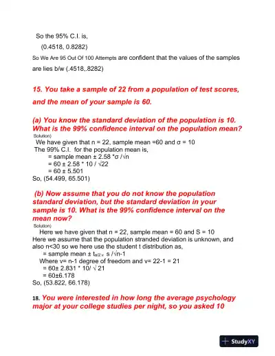 Confidence Intervals: Calculations and Applications in Statistical Inference - Page 3 preview image