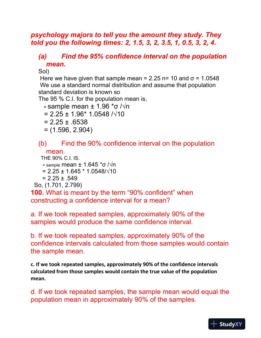 Confidence Intervals: Calculations and Applications in Statistical Inference, page 4