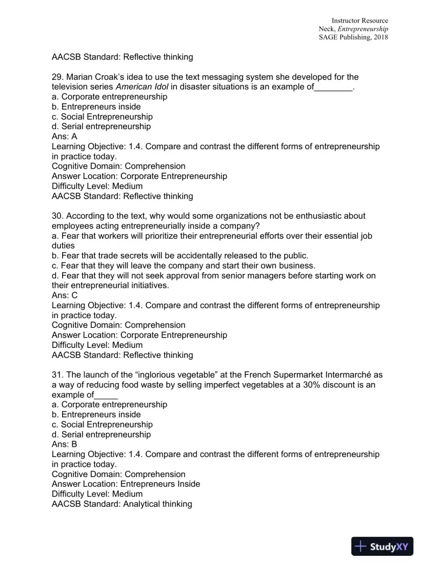 Entrepreneurship: The Practice and Mindset 1st Edition Test Bank, page 10