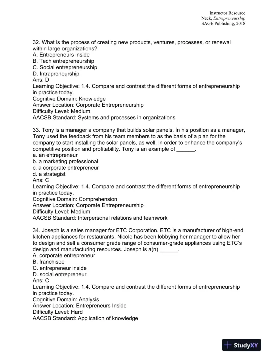 Entrepreneurship: The Practice and Mindset 1st Edition Test Bank, page 11