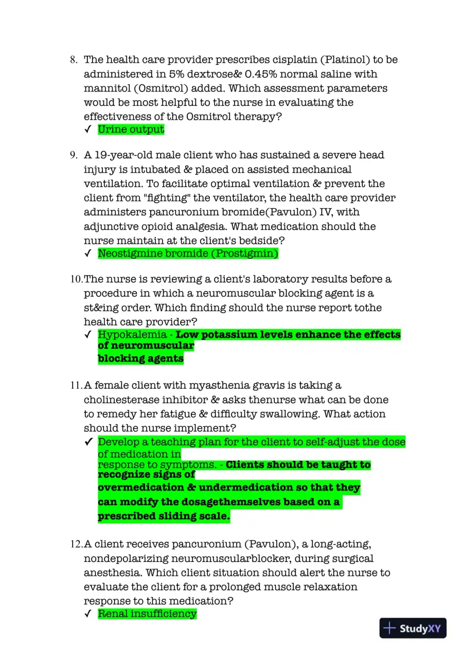 NR293 Chamberlain College of Nursing Advanced Pharmacology Practice Exam With Answers (125 Solved Questions), page 5