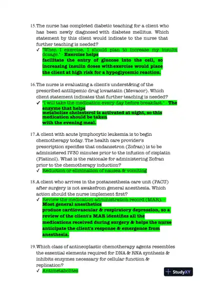 NR293 Chamberlain College of Nursing Advanced Pharmacology Practice Exam With Answers (125 Solved Questions) - Page 7 preview image