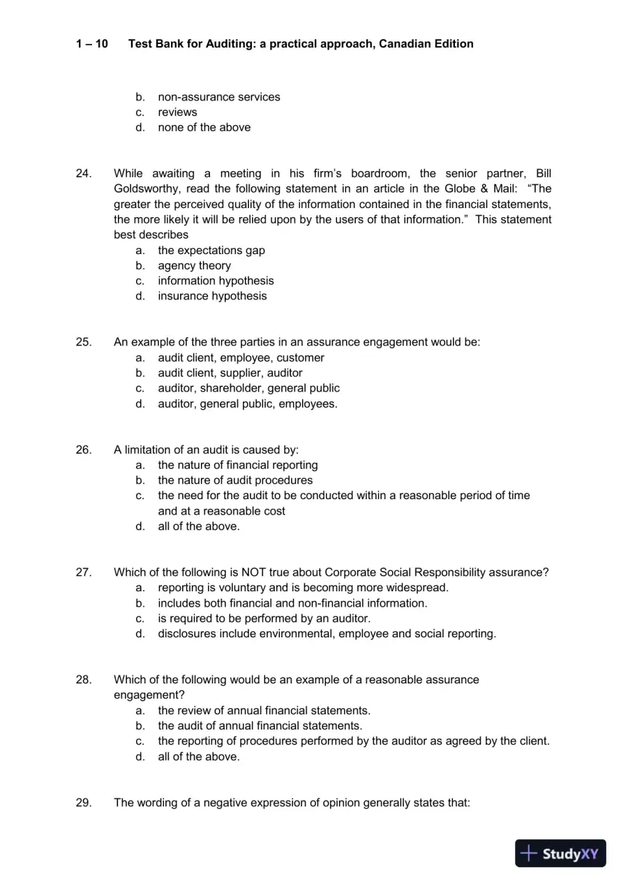 Auditing : A Practical Approach, Canadian Edition Test Bank, page 11