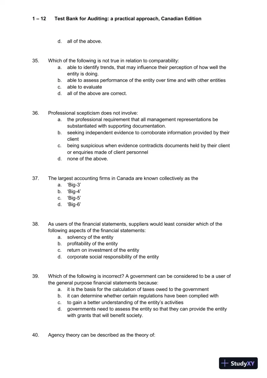 Auditing : A Practical Approach, Canadian Edition Test Bank, page 13