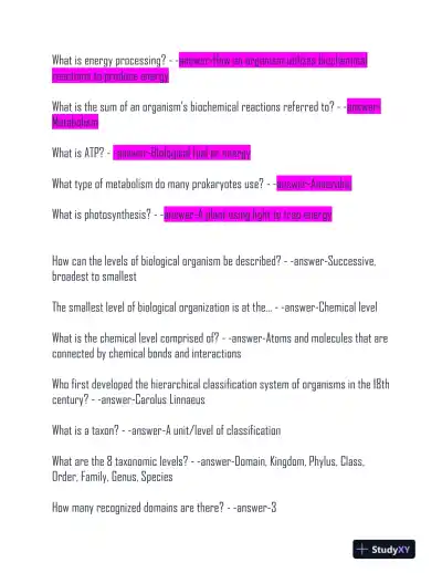 2024 BIOD101 Biochemistry Practice Exam With Answers (186 Solved Questions) - Page 5 preview image