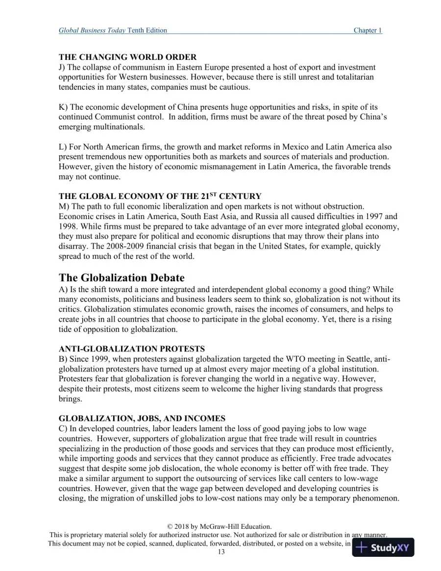 Global Business Today , 10th Edition Class Notes, page 14