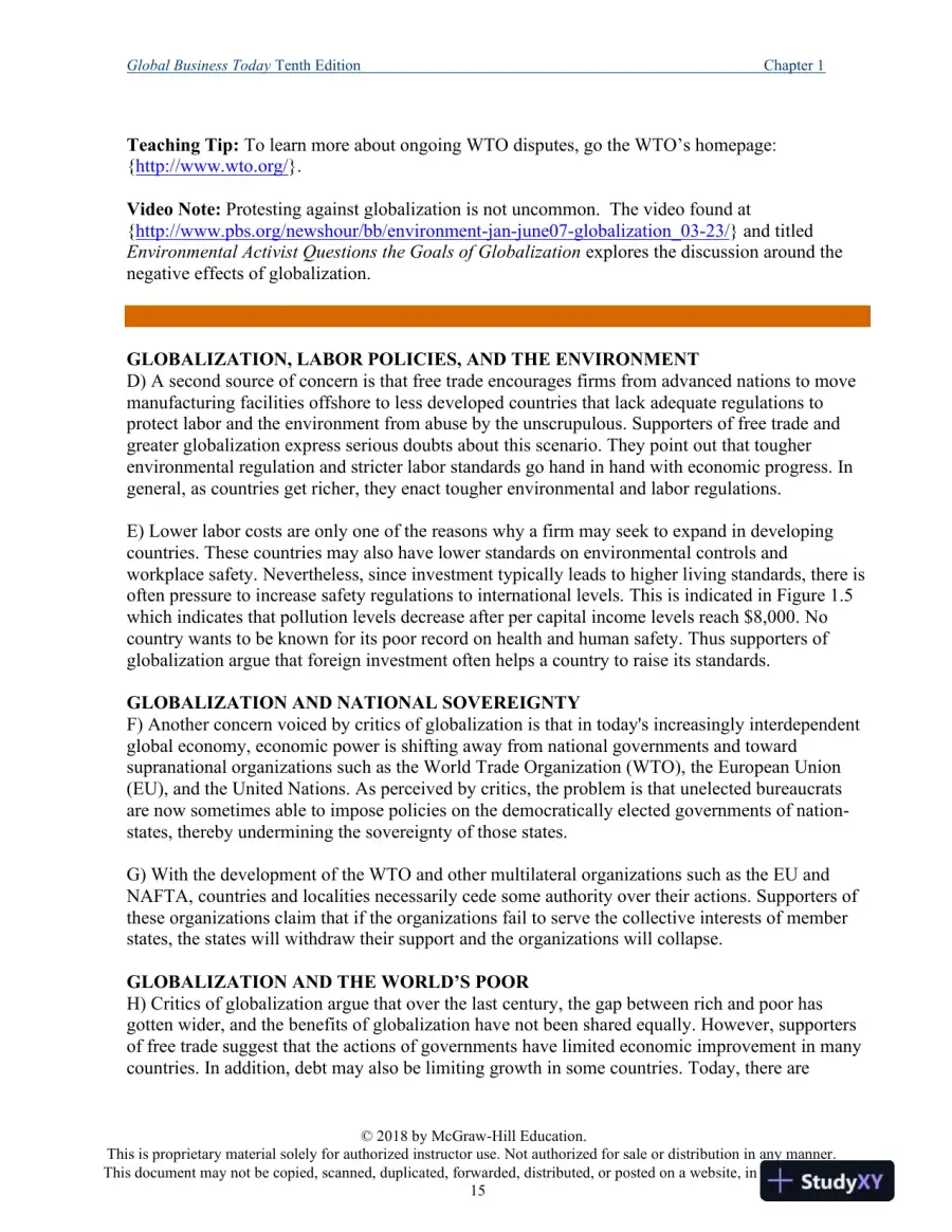 Global Business Today , 10th Edition Class Notes, page 16