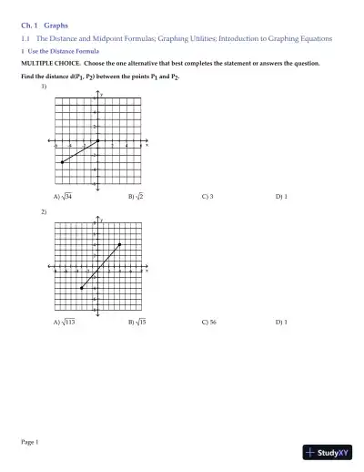 Test Bank for Precalculus Enhanced with Graphing Utilities , 7th Edition - Page 3 preview image