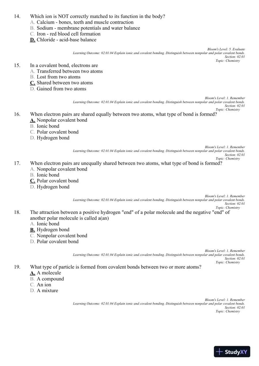 Seeley's Principles of Anatomy and Physiology 2nd Edition Test Bank, page 31