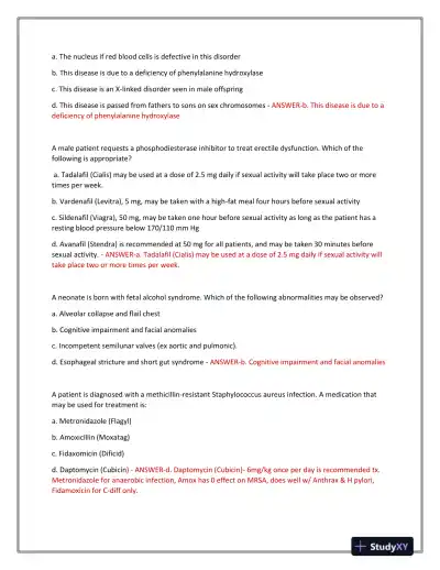 2023-2024 BARKLEY 3P Nursing Diagnosis Actual Exam With Answers (101 Solved Questions) - Page 5 preview image