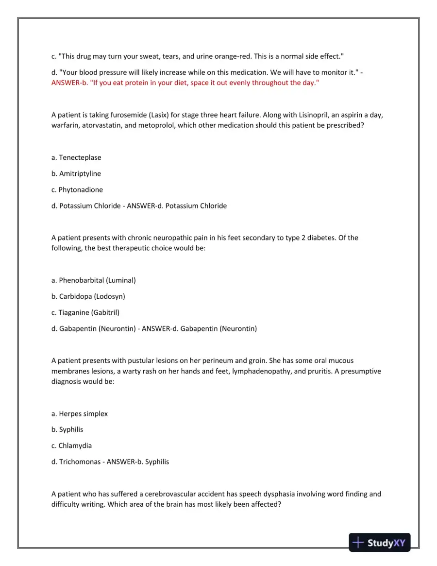 2023-2024 BARKLEY 3P Nursing Diagnosis Actual Exam With Answers (101 Solved Questions), page 7