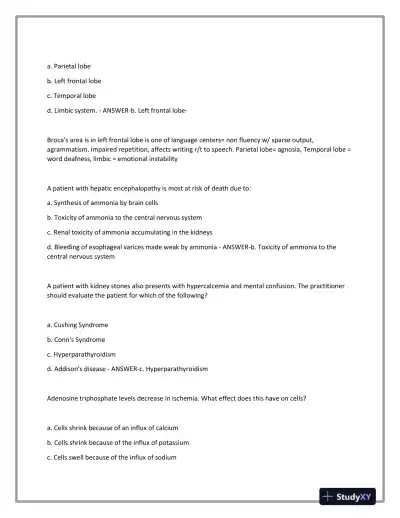 2023-2024 BARKLEY 3P Nursing Diagnosis Actual Exam With Answers (101 Solved Questions) - Page 8 preview image