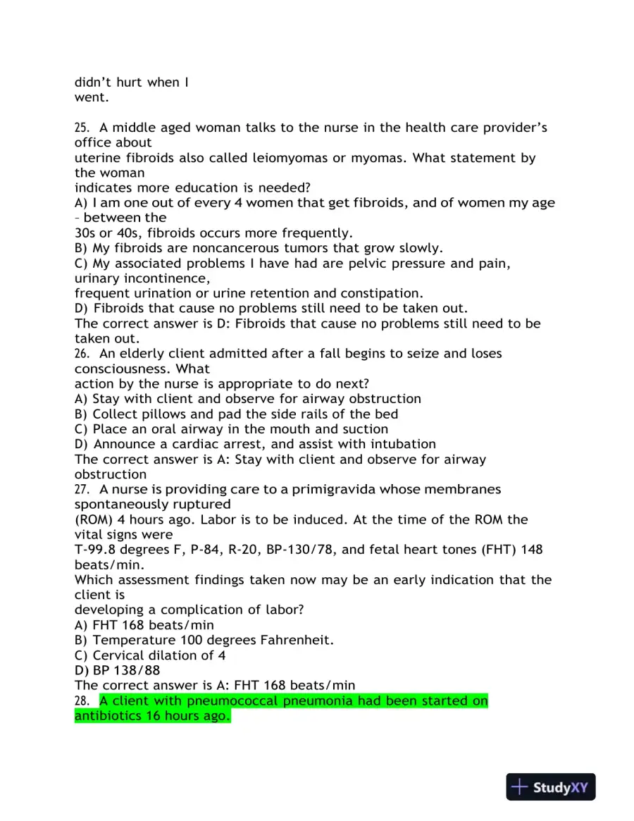 HESI Child Care Exit Practice Exam Version 1 With Answers (160 Solved Questions), page 9