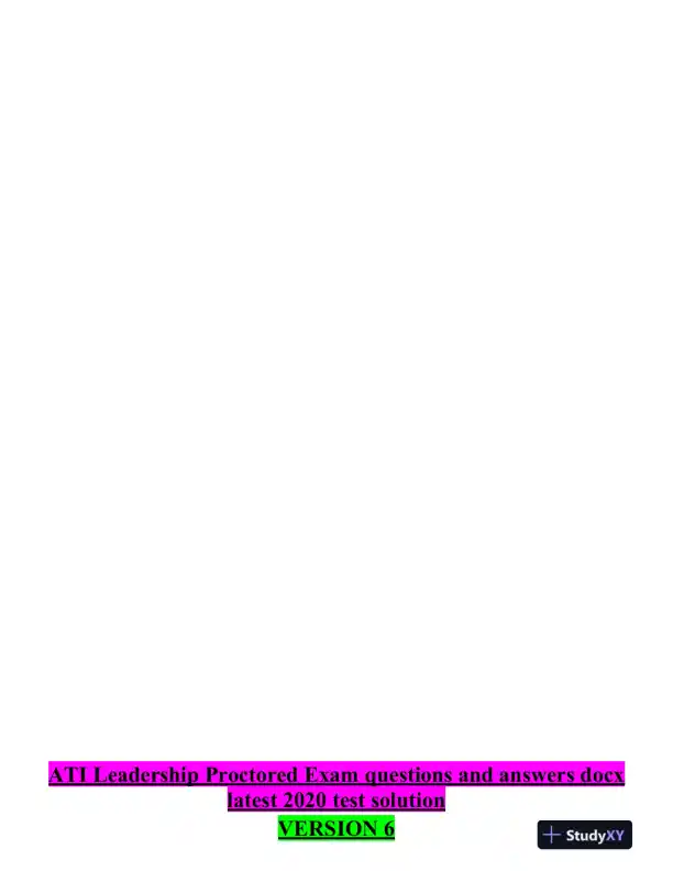 2023 ATI PN Proctored Exam with Answers (7 Solved Questions) - Page 1 preview image