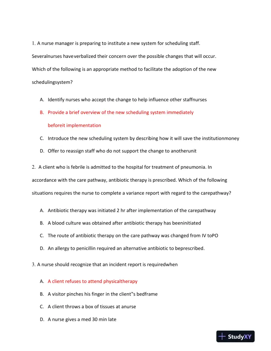 2023 ATI PN Proctored Exam with Answers (7 Solved Questions), page 3
