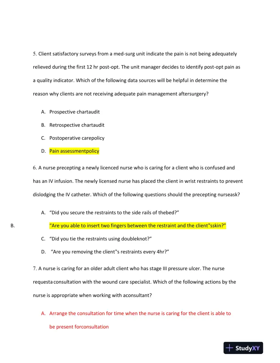 2023 ATI PN Proctored Exam with Answers (7 Solved Questions), page 4