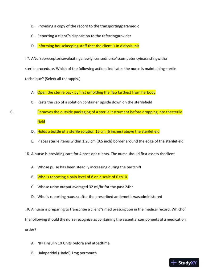 2023 ATI PN Proctored Exam with Answers (7 Solved Questions), page 8
