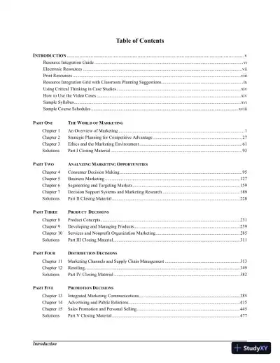 Marketing , 5th Edition Solution Manual - Page 3 preview image