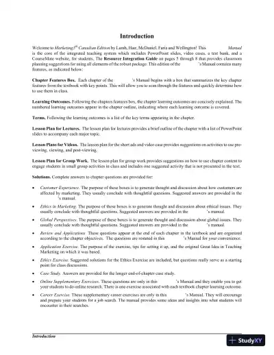 Marketing , 5th Edition Solution Manual - Page 5 preview image