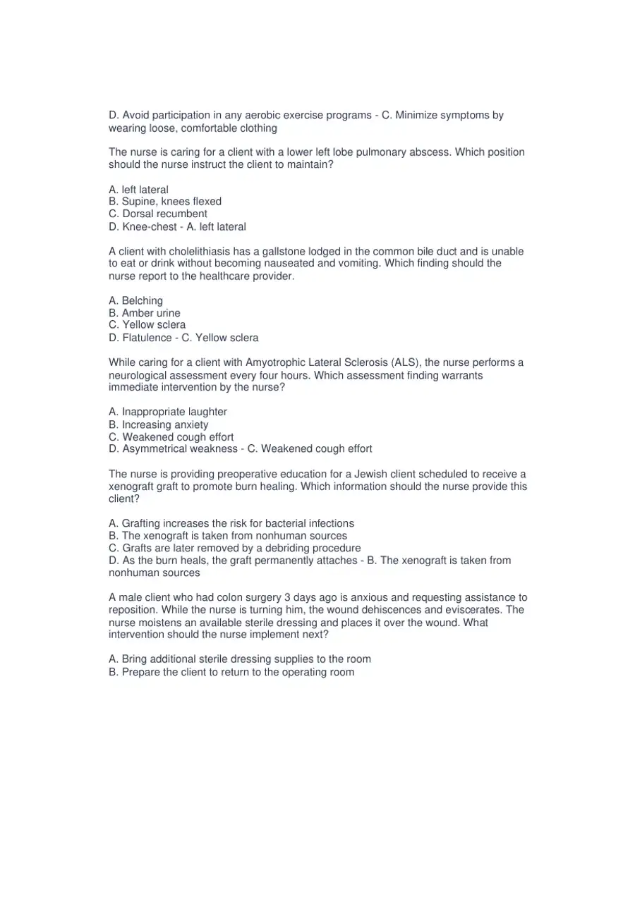 2023 HESI Medical Surgical Nursing Final Exam With Answers (45 Solved Questions), page 4