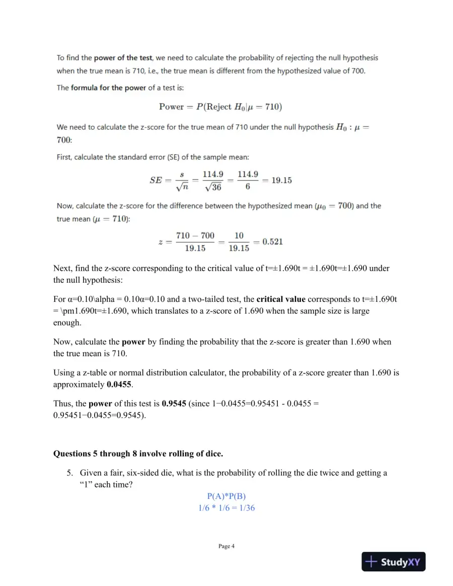 Hypothesis Testing and Statistical Evaluation, page 5