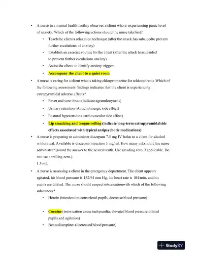 2023 ATI Mental Health Proctored Exam with Answers (59 Solved Questions) - Page 3 preview image