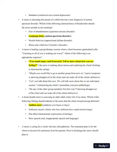 2023 ATI Mental Health Proctored Exam with Answers (59 Solved Questions) - Page 4 preview image