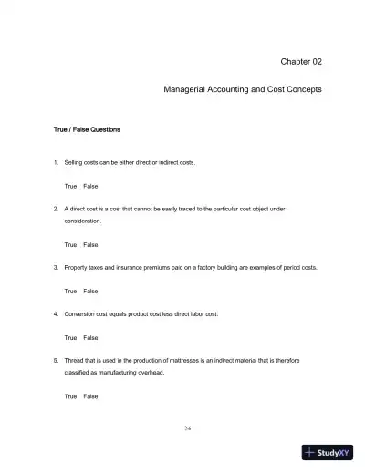 Test Bank For Managerial Accounting, 15th Edition - Page 1 preview image