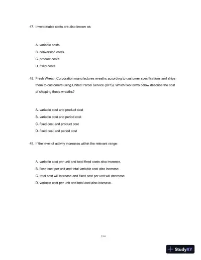 Test Bank For Managerial Accounting, 15th Edition - Page 12 preview image