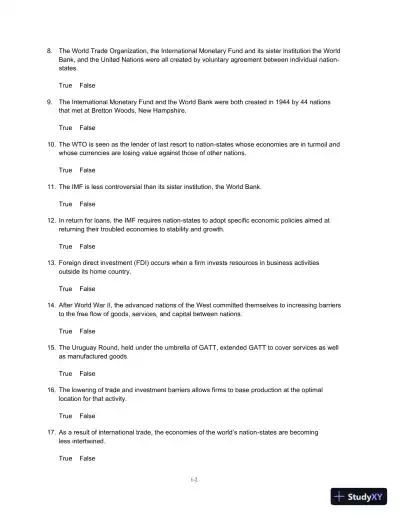 Test Bank For Global Business Today, 8th Edition - Page 3 preview image