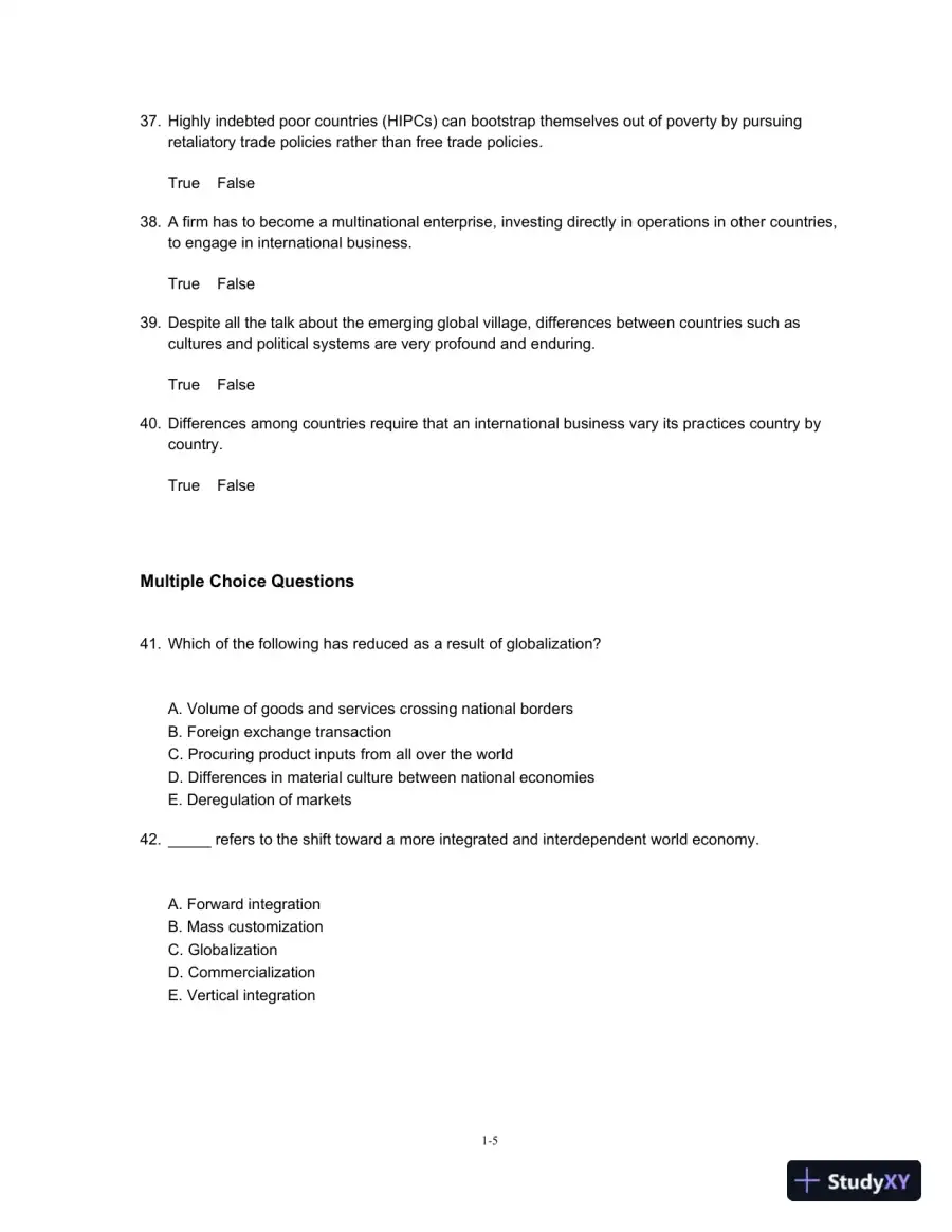 Test Bank For Global Business Today, 8th Edition, page 6