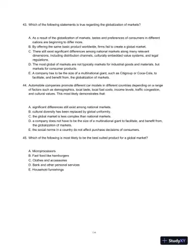 Test Bank For Global Business Today, 8th Edition - Page 7 preview image