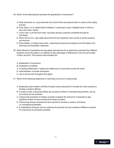 Test Bank For Global Business Today, 8th Edition - Page 9 preview image