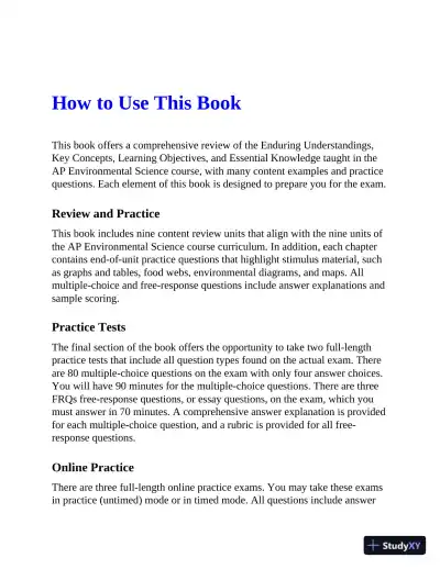 AP Environmental Science Premium, 2022-2023: 5 Practice Tests + Comprehensive Review (2022-2023) - Page 13 preview image