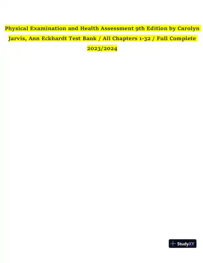 Test Bank for Physical Examination and Health Assessment, 9th Edition (Chapters 1-15) - Page 1 preview image