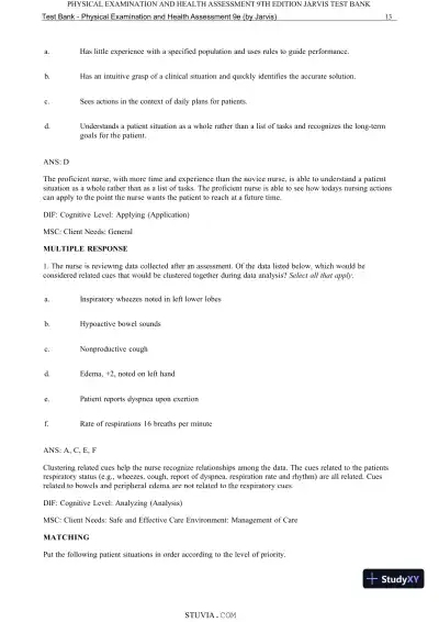 Test Bank for Physical Examination and Health Assessment, 9th Edition (Chapters 1-15) - Page 15 preview image