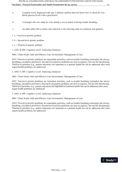 Test Bank for Physical Examination and Health Assessment, 9th Edition (Chapters 1-15) - Page 16 preview image